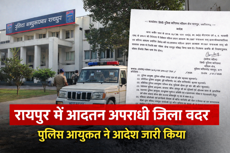 रायपुर: आदतन अपराधी बदकुस्ता साहू को जिला बदर किया गया, पश्चिम क्षेत्र पुलिस आयुक्त का आदेश