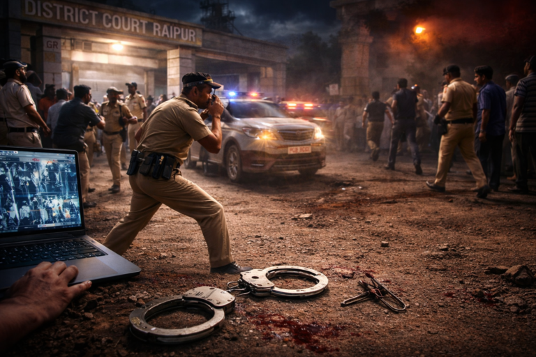 रायपुर जिला न्यायालय परिसर का मुख्य प्रवेश द्वार