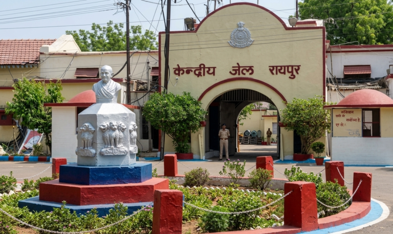 रायपुर सेंट्रल जेल परिसर का बाहरी दृश्य