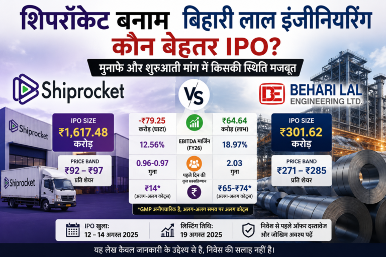 शिपरॉकेट और बिहारी लाल इंजीनियरिंग आईपीओ की मुनाफे और सब्सक्रिप्शन के आधार पर तुलना